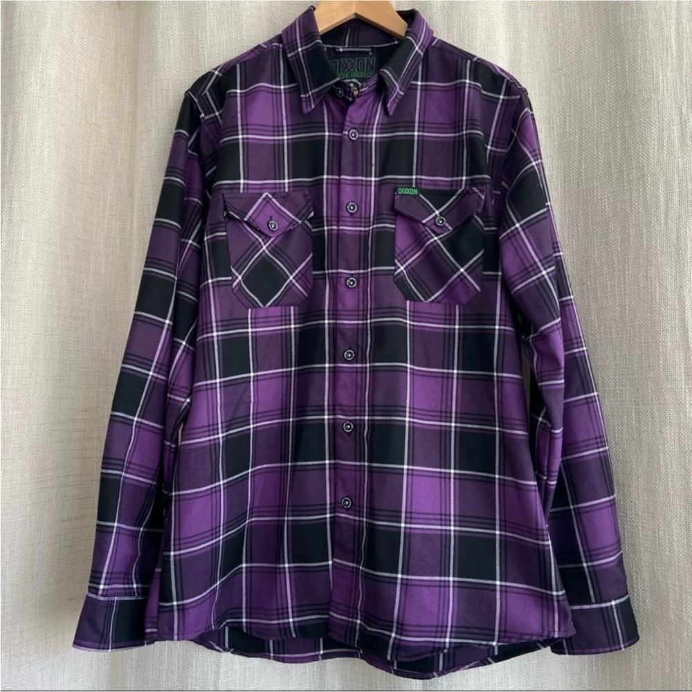 Dixxon The Regan Flannel Purple and Black Plaid size Large